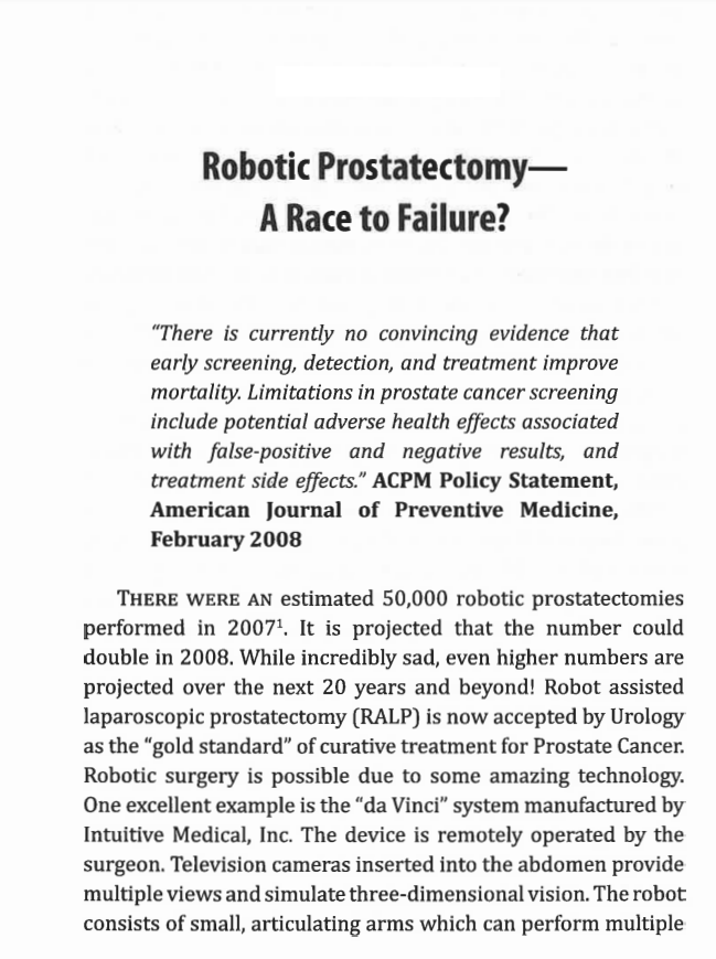 Robotic Prostatectomy - The Race Is On